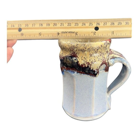 Primitive Style Hand Made Pottery Coffee Mug Cup Drip Glaze Signed By Artist VTG - Picture 7 of 15